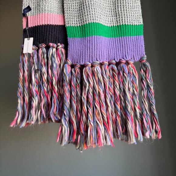 Multi Color Block Oversized Scarf, 94" Length with Tassels - Picture 10 of 14